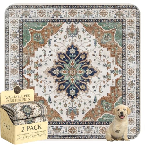 Image of Washable Pee Pads for Dogs,Great Urine Absorbent Reusable Puppy Training Pads,Waterproof,Leak-Proof & Non-Slip Potty Pads for Whelping,Crate,Playpen,Bed.(Dark Teal Floral,48 inchx48 inch)