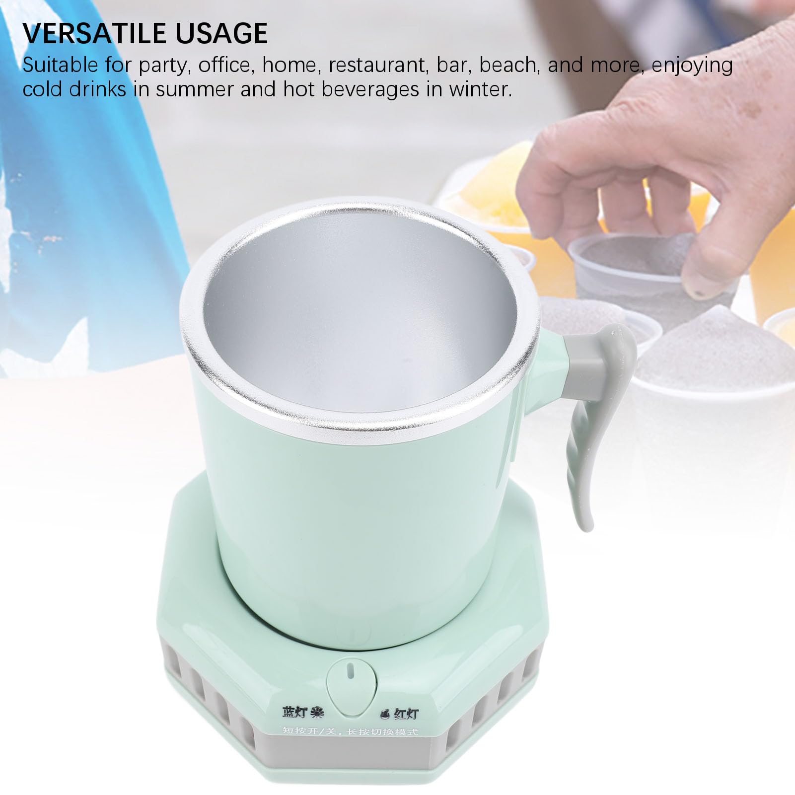 TOPINCN Taza de Enfriamiento Eléctrica, Mini Enfriador de Bebidas Portátil de 420ML con Placa de Enfriamiento, Enfriador de Tazas Eléctrico de Escritorio para Cerveza, café (Enchufe de la UE)