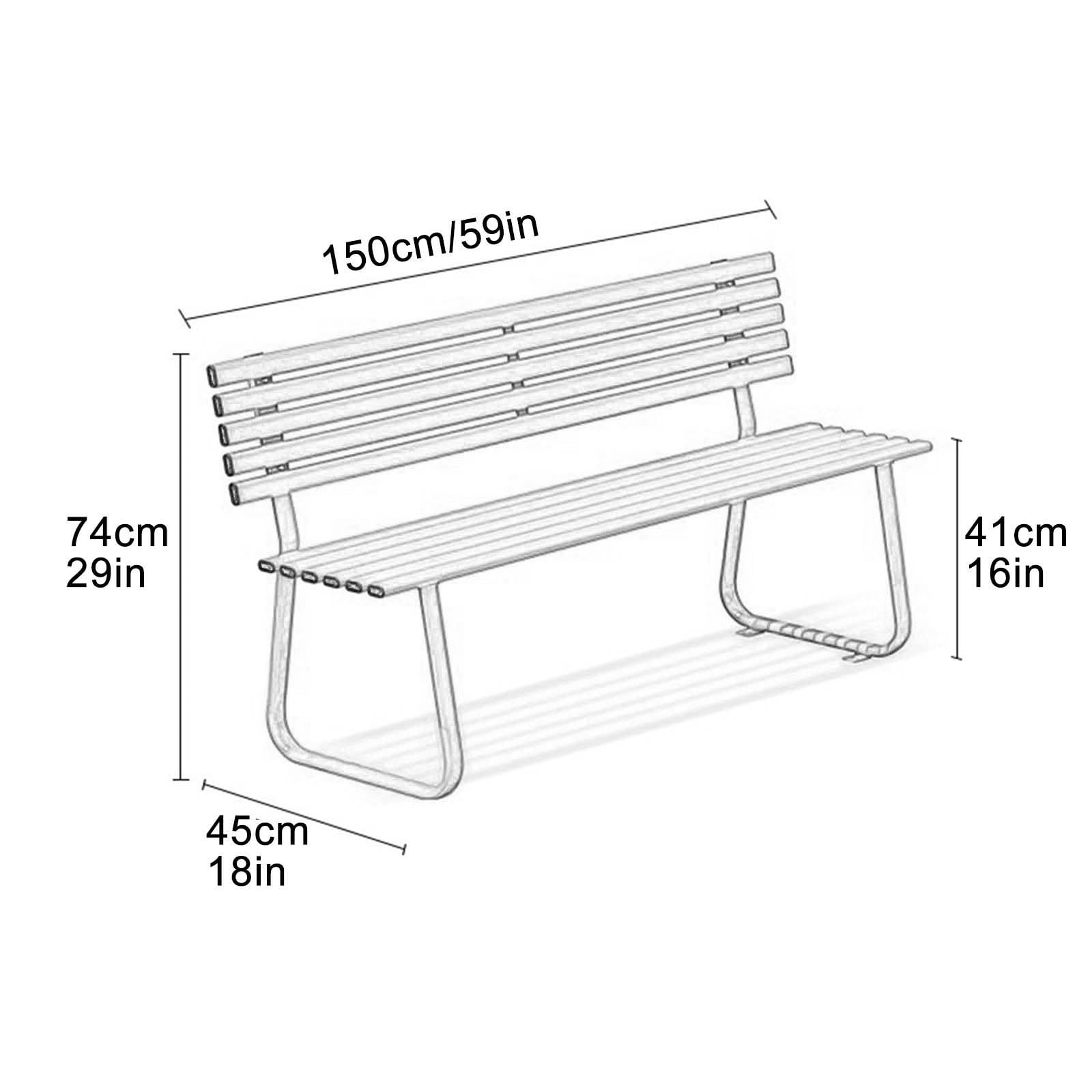 Panchina da Esterno da 150 cm con Struttura in Acciaio, Panchina con Schienale per Prato, Cortile, Portico, Ingresso, Capacità di Carico 500 kg(Orange)
