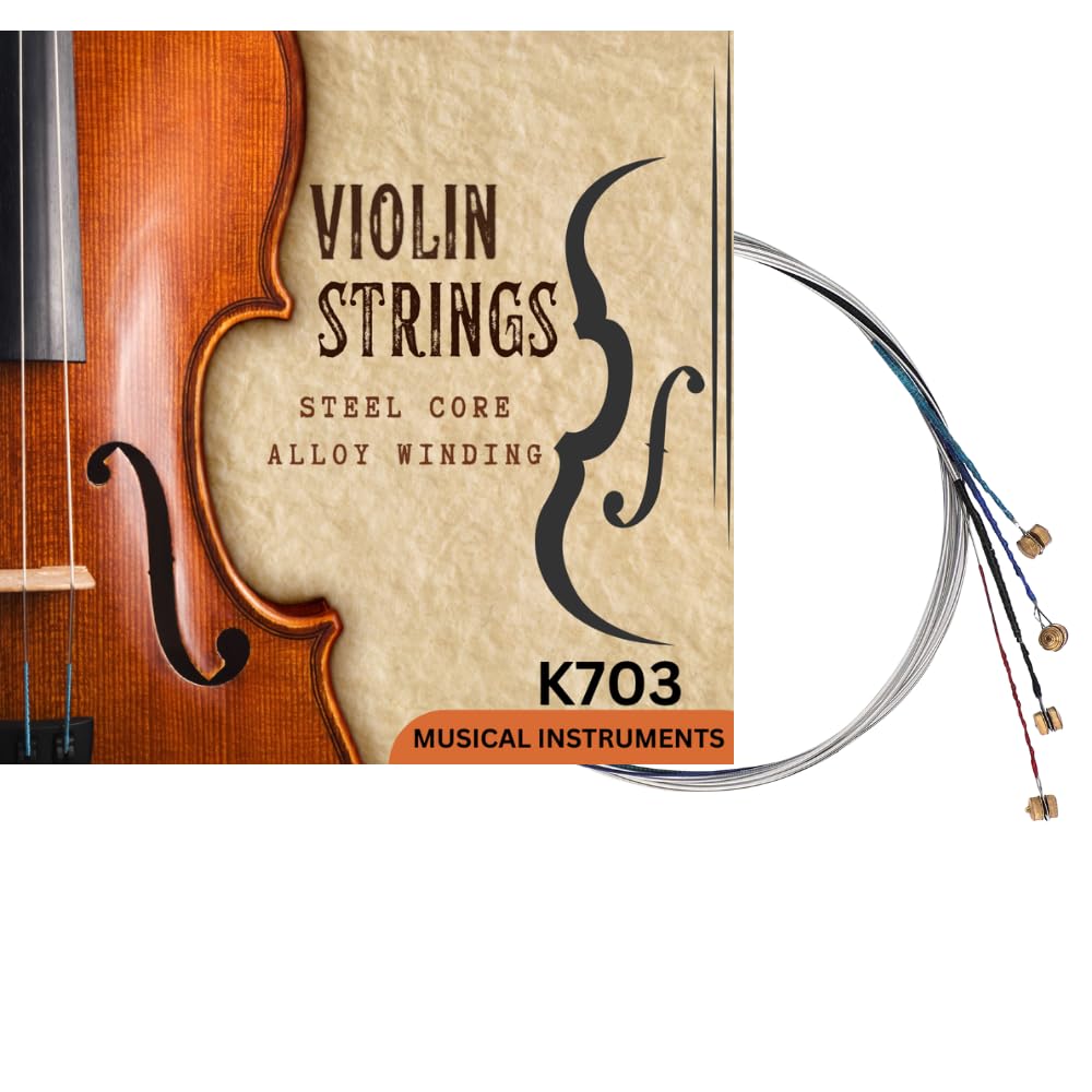 Violin Strings 4/4 Violin Strings full Set (G D A E) 4 Fiddle Classic Silver String Steel Core with Nickel-Plated Ball Head Replacement Strings for Violin-image-7