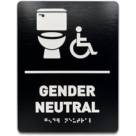 Gender Neutral Restroom Sign - 6"W x 8"H