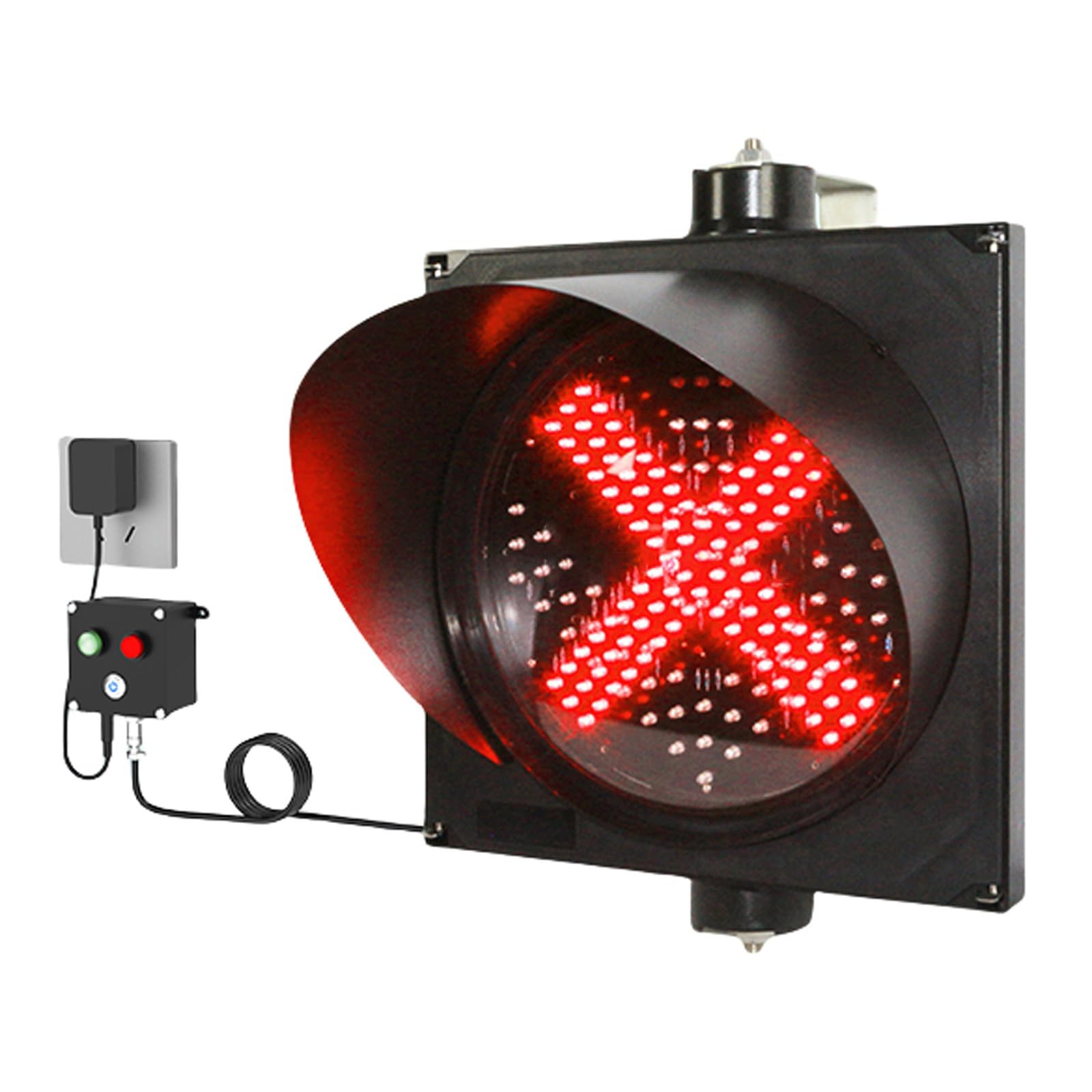 12-calowa Zewnętrzna Lampa Sygnalizacyjna LED Wodoodporna Lampa Ostrzegawcza W Kształcie Czerwonego Widelca I Zielonej Strzałki, Kontrolka Sterowana Przyciskiem Do Magazynów I Dróg(Size:24V)