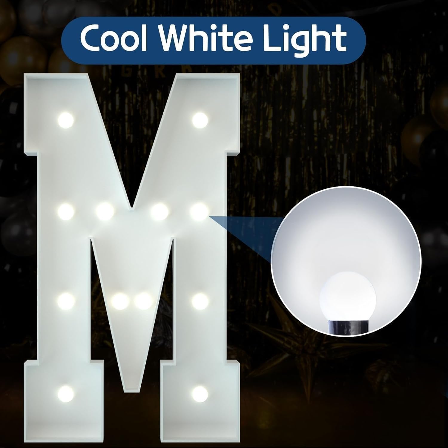 Luces De Letra Grandes LED Letras Luminosas Luz Blanca 2,3pies/3,3pies/4pies(Letter O,3.3FT/100CM)