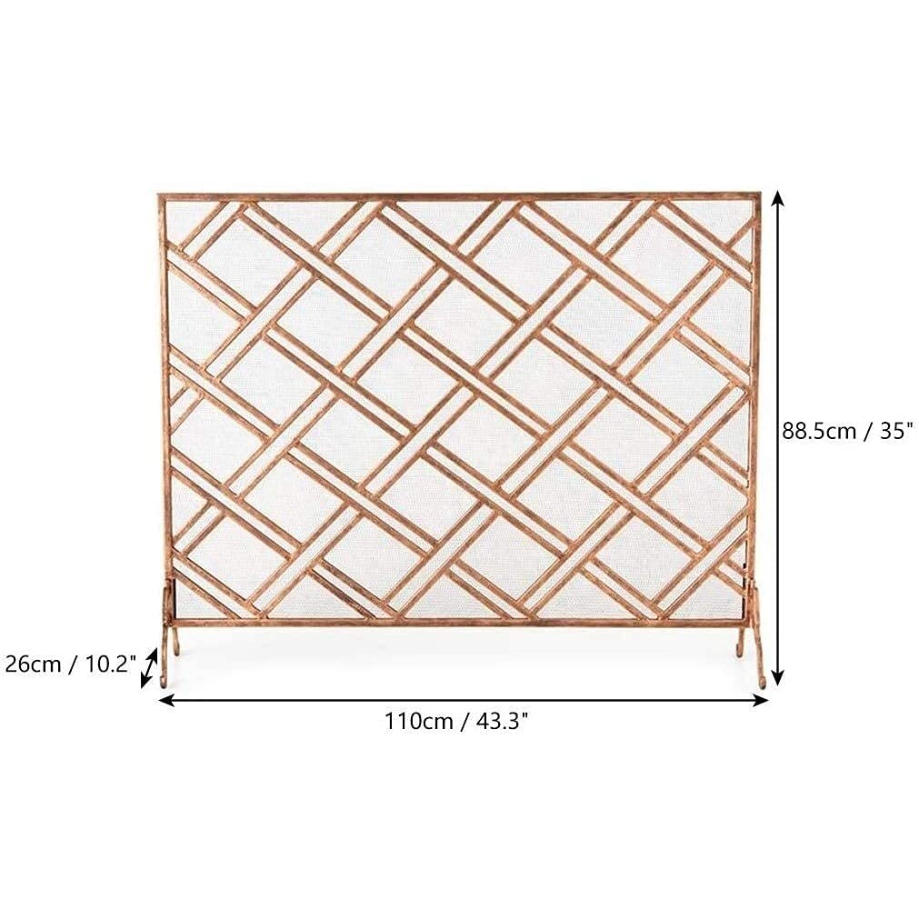 Kaminschutzgitter, Kaminschutzgitter 43,3 Zoll breit mit Vintage-Gold-Finish, robuster Kaminschutzzaun aus Eisen – Wohnzimmer