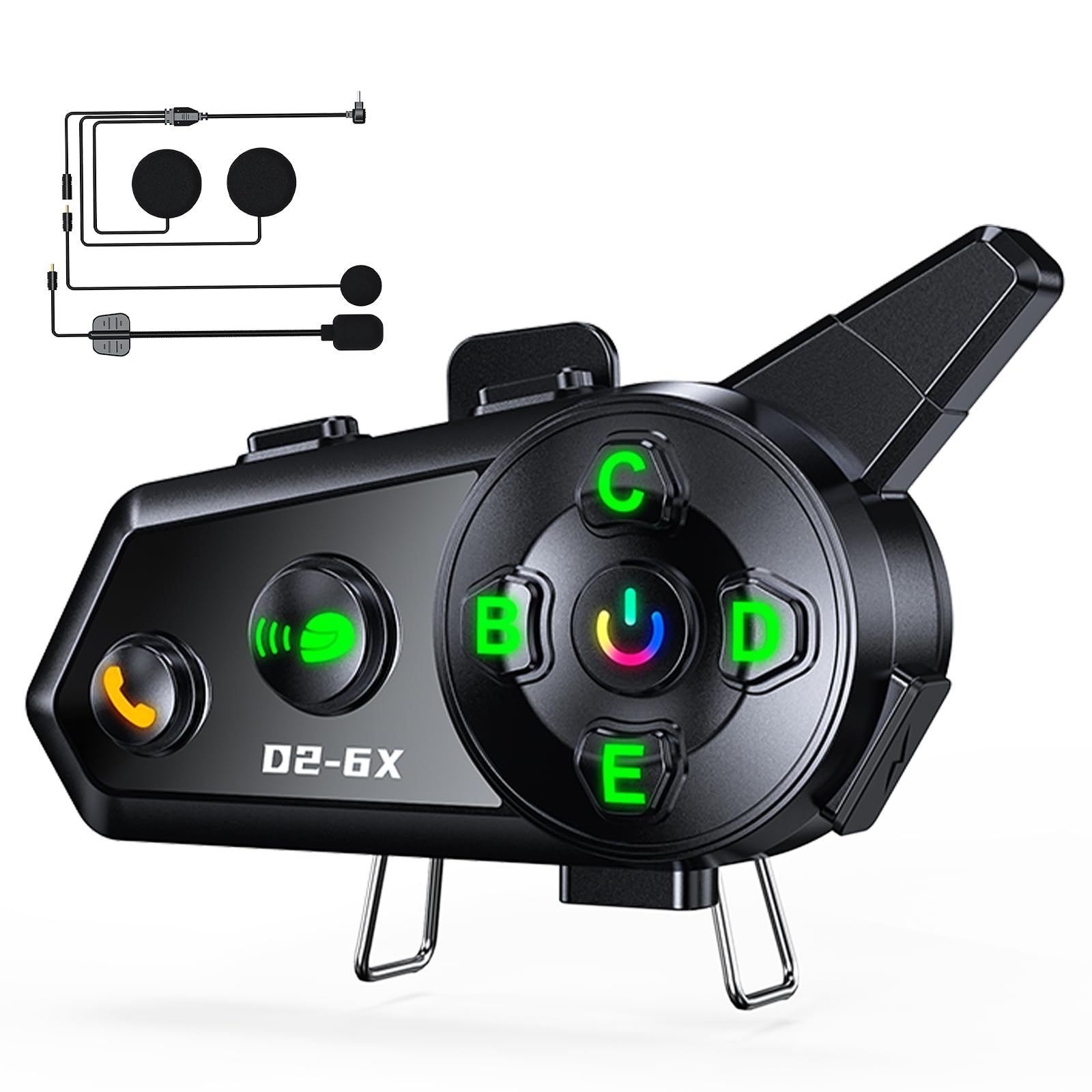 Interfono Moto Casco Auricolare Bluetooth Casco Moto Coppia con Doppio Chip per Multitasking Audio Cuffie 1000M Sistema di Comunicazione Casco 2 a 6 Motociclisti Compatibile con Tutti i Caschi