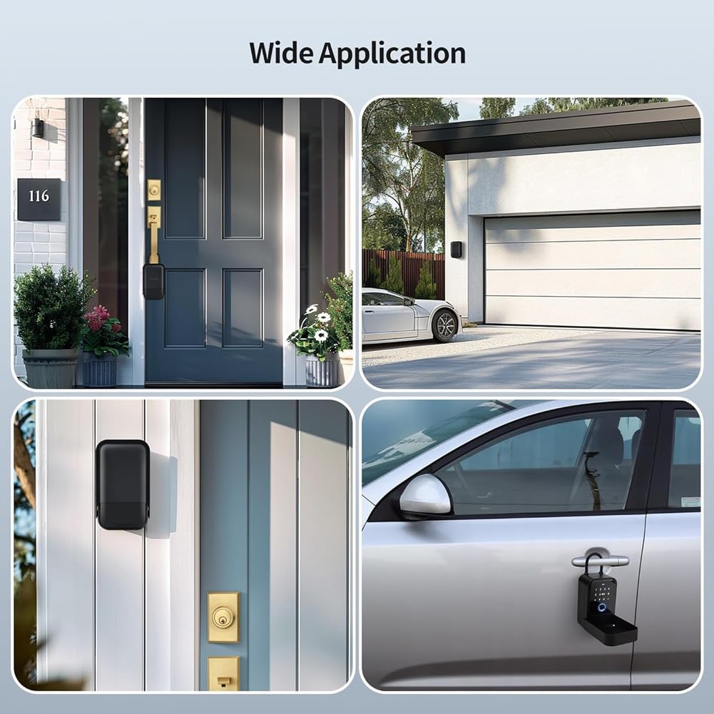 Key Lock Box, Bluetooth Lock Box con impronta digitale & passcode & Access Card & manuale chiave & APP Control, impronta digitale