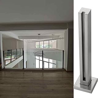 laxyy Indoor Glass Railing Fence Pole Outdoor Balcony Deck Fencing Baluster Post, 10/12 Mm Thick Panel Guardrail Post for Patio Attic/End Post/140Cm/55Inch