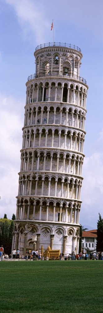 Posterazzi Low angle view Leaning Tower Piazza Dei Miracoli Pisa Tuscany Italy Poster Print, (27 x 9)