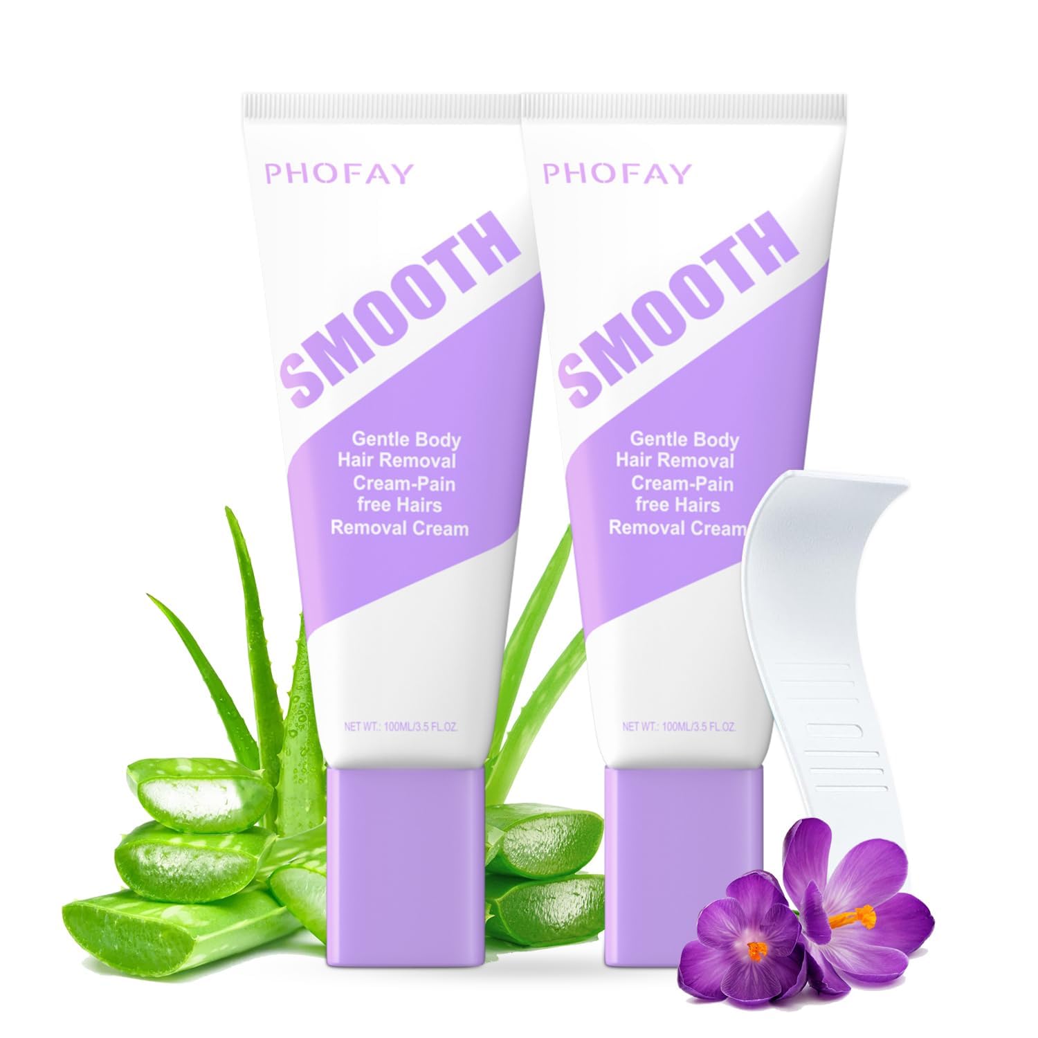 PHOFAY Hair Removal Cream for Sensitive Skin with Aloe & Hyaluronic Acid