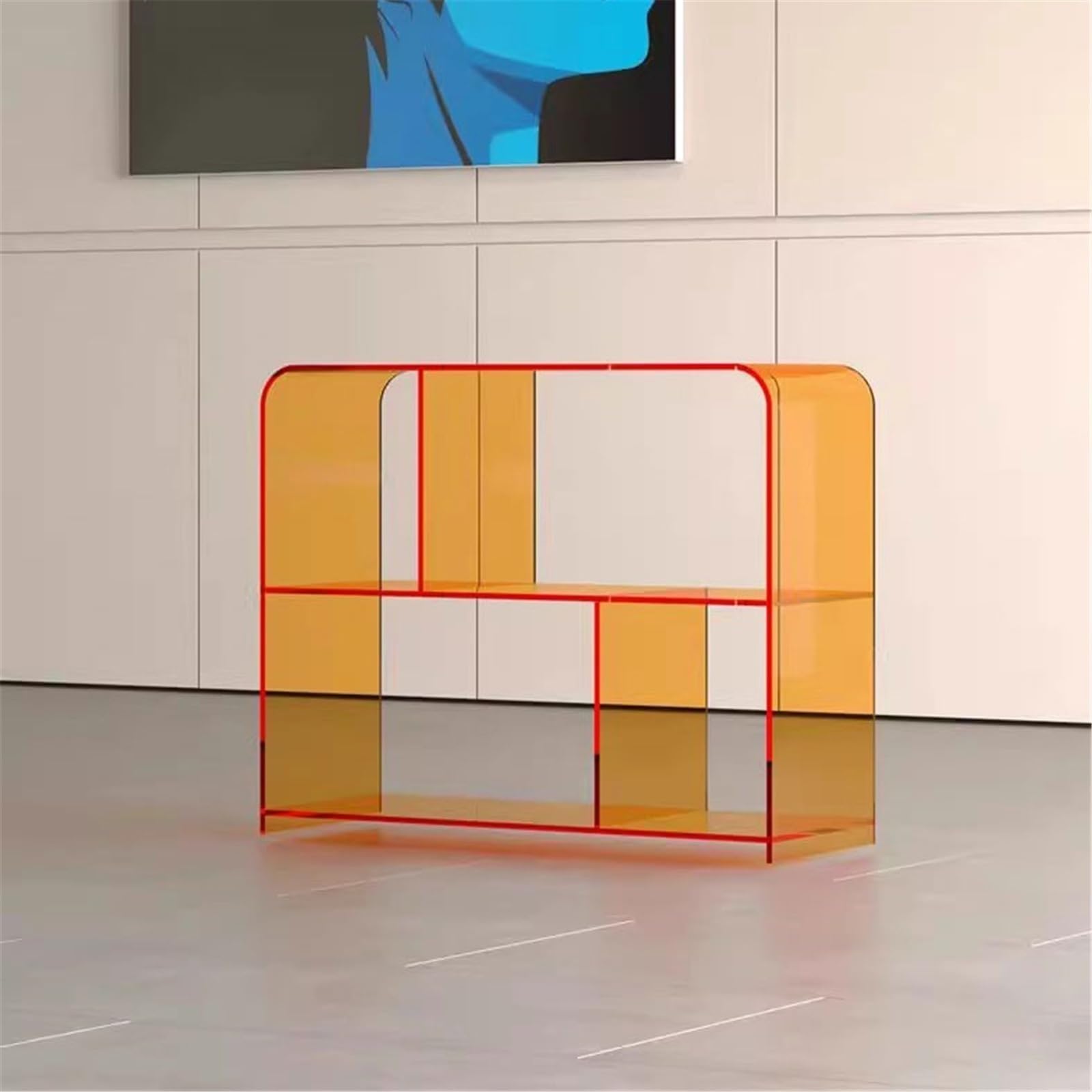 CD-Speicher Vinyl-Schallplattenregal, transparentes Acryl-Bücherregal, Zeitschriftenständer, Beistelltisch for Sofa Aufzeichnen(Orange)