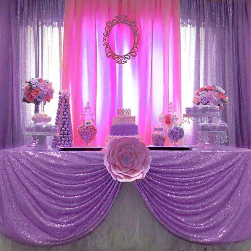 Nappe de table paillette rose violet 150cm ronde pour décoration chic