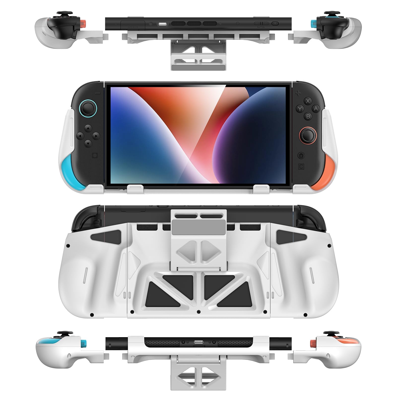 Custodia Grip Ergonomica Magnetica per Switch 2 2025 – Cover con Joycon Rimovibili Singolarmente, 5 Slot per Giochi & Supporto Regolabile, Accessori Switch 2 Orientati al Comfort