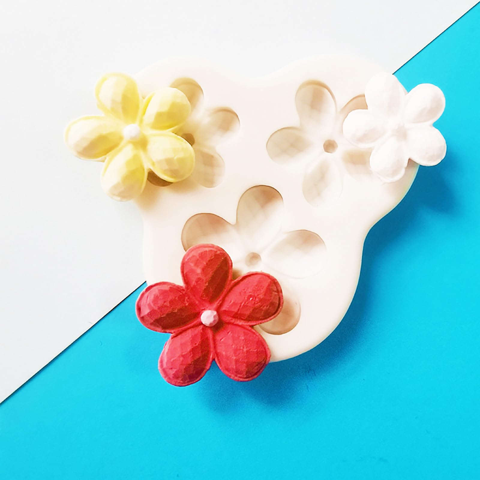 Moldes de Silicona de Flores, Molde para Velas con Forma de Flor en 3D Fácil de Desmoldar, Moldes para Hornear Pasteles de Fondant, para Caramelos Gelatina Jabón Hielo, 50pcs