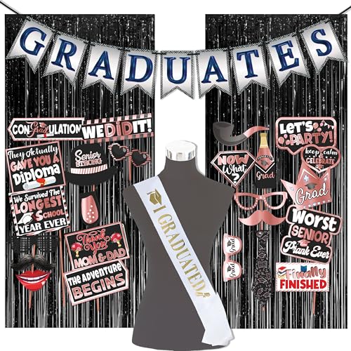 Image of Wobbox Graduation Props for Adults, Graduation Party Props, Happy Graduation Banner, Graduation Sash, Graduation Party Decorations Items (FP5055)