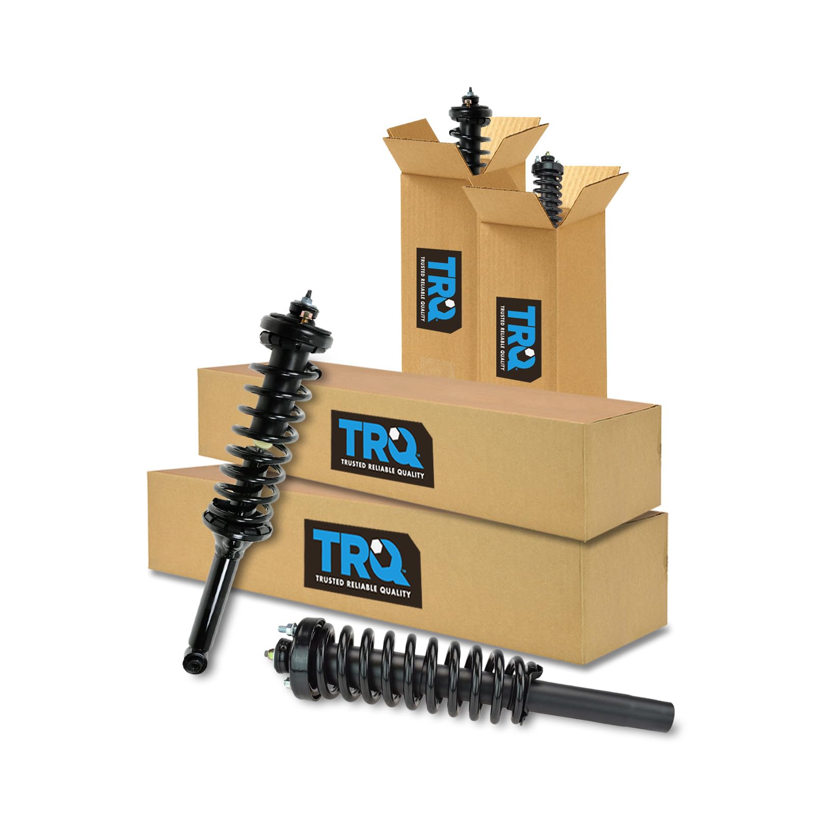 TRQ Front and Rear Strut &amp; Coil Spring Assembly Set Driver &amp; Passenger Sides Compatible with 97-01 Honda CR-V