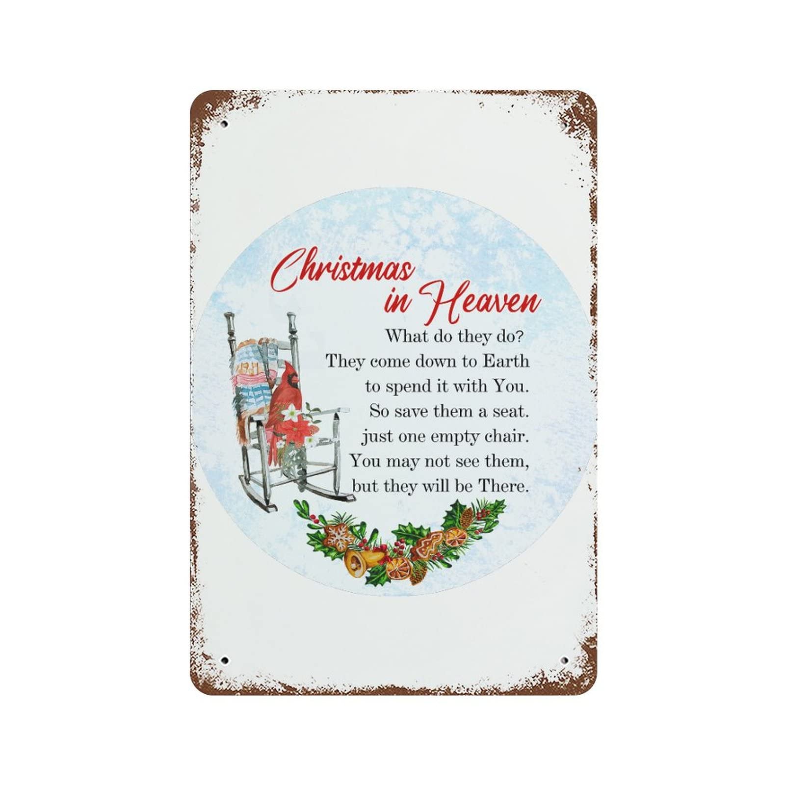 Panneau en métal Cardinal Christmas de pelouse et maison 30x45cm