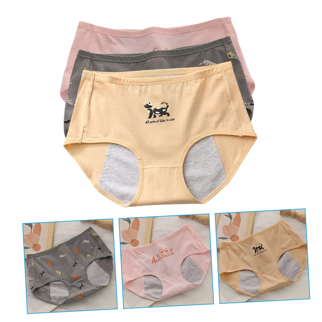 CALLARON Bragas Periodo Menstrual Pantalones para Mujer Ropa Interior De Incontinencia Resumen De Cobertura Completa Período Bragas Mujeres Bragas para Mujeres Algodón