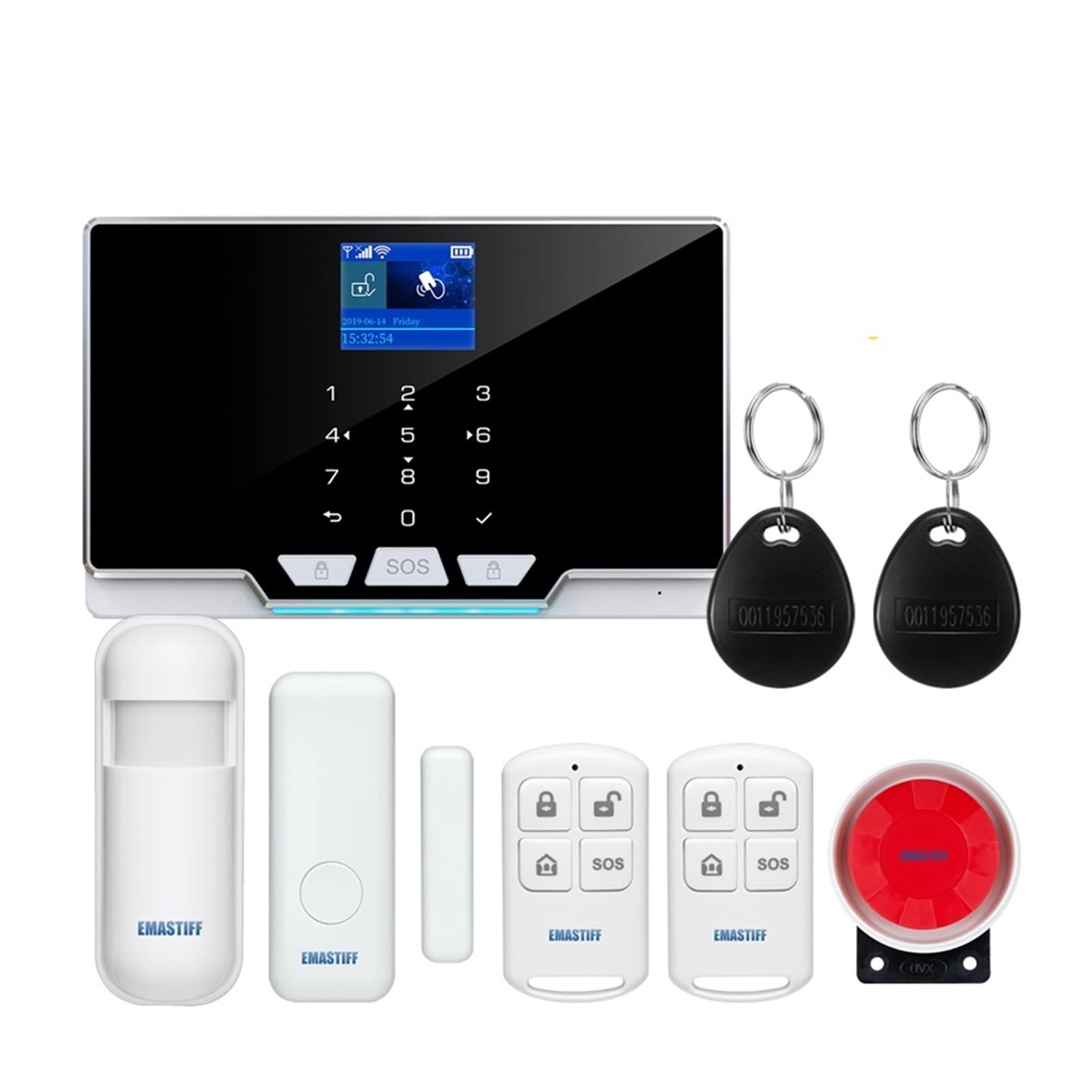 Kit Alarma Casa, Alarma inalámbrica inteligente TUYA WiFi SIM GSM Kit de sistema de alarma de seguridad App Sistema de alarma antirrobo del detector de movimiento del detector de movimiento(W3B1)