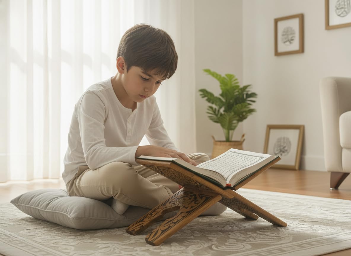 Elar Wooden Ahşap Rahle - Selçuklu Motifli Oyma Kitap ve Kur'an-ı Kerim Standı, Katlanabilir (45 cm uzunluk, 18 cm genişlik) – Kuran-ı Kerim ve Büyük Boy Kitap Tutucu (45 cm)