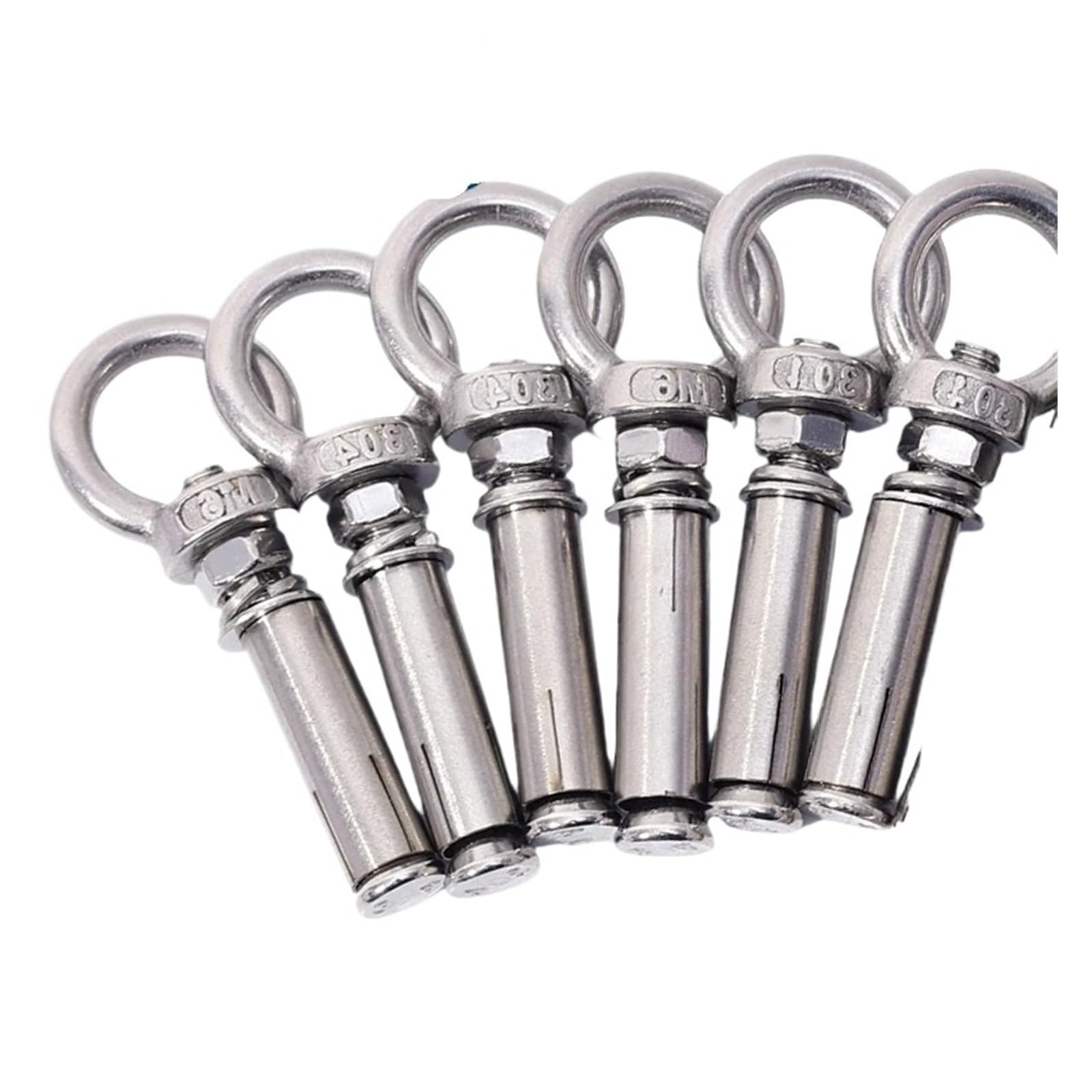 Crochet a Visser Anneau de levage robuste en acier inoxydable M6 for béton, crochet fermé, écrou mural(M6x50,10PCS)