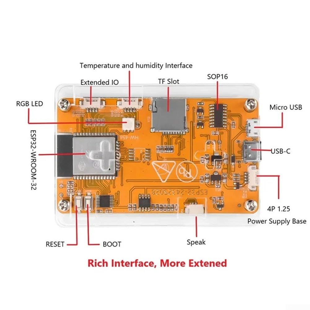 para placa de desarrollo ESP32, CYD 2432R028 con pantalla de 2.8 pulgadas, plataforma de depuración inalámbrica WiFi BT IoT para fabricantes entusiastas de la electrónica