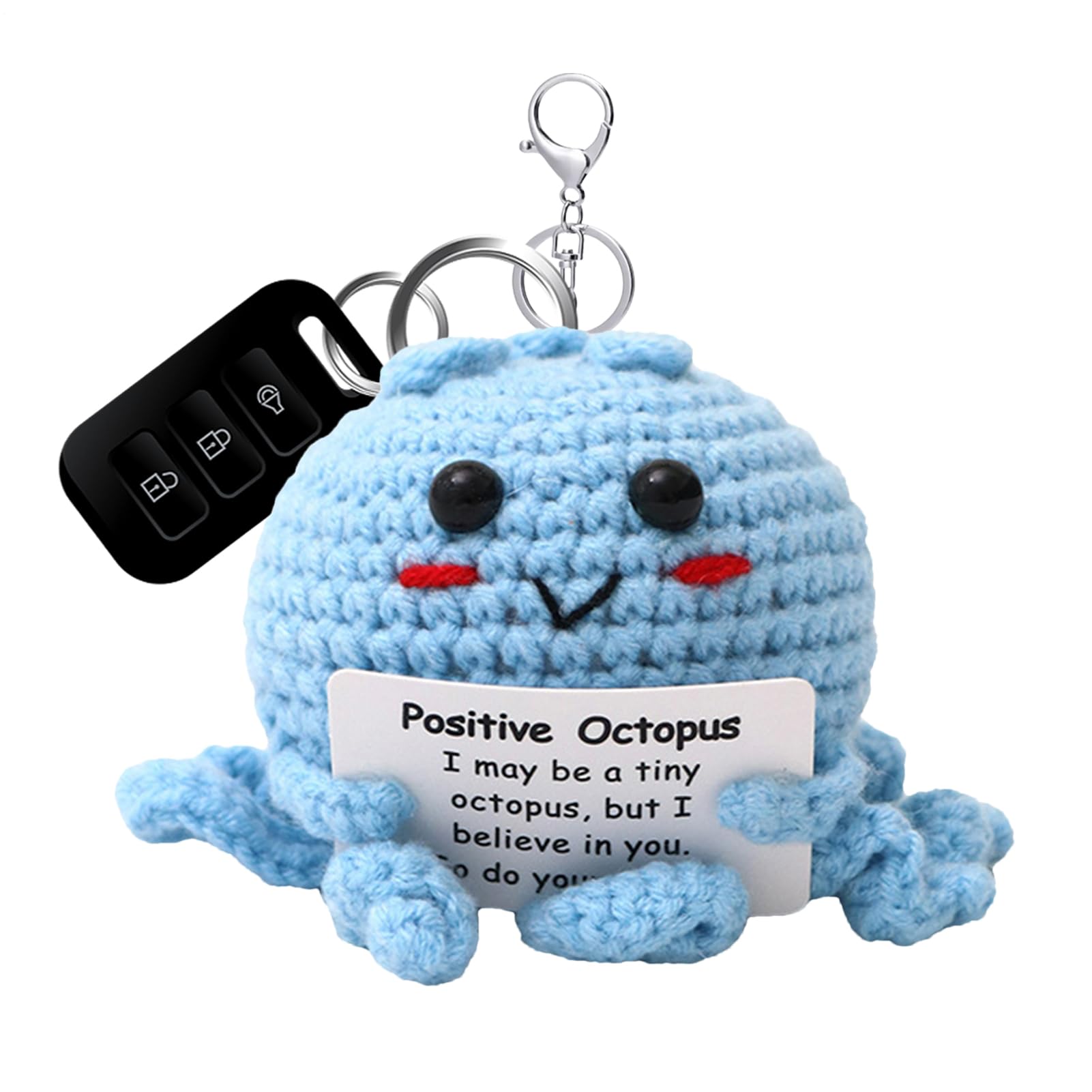 Animaux Au Crochet Positifs,Poupon Octopus Tricoté Avec Carte D' Encouragement,Jouet Inspirant Pour Enseignants Étudiants Femmes Hommes - Voyages En Voiture Et Déplacements