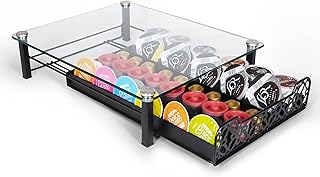 Recaps Support de rangement pour dosettes de café Compatible avec le verre trempé Nespresso Compatible avec différentes marques de dosettes de café