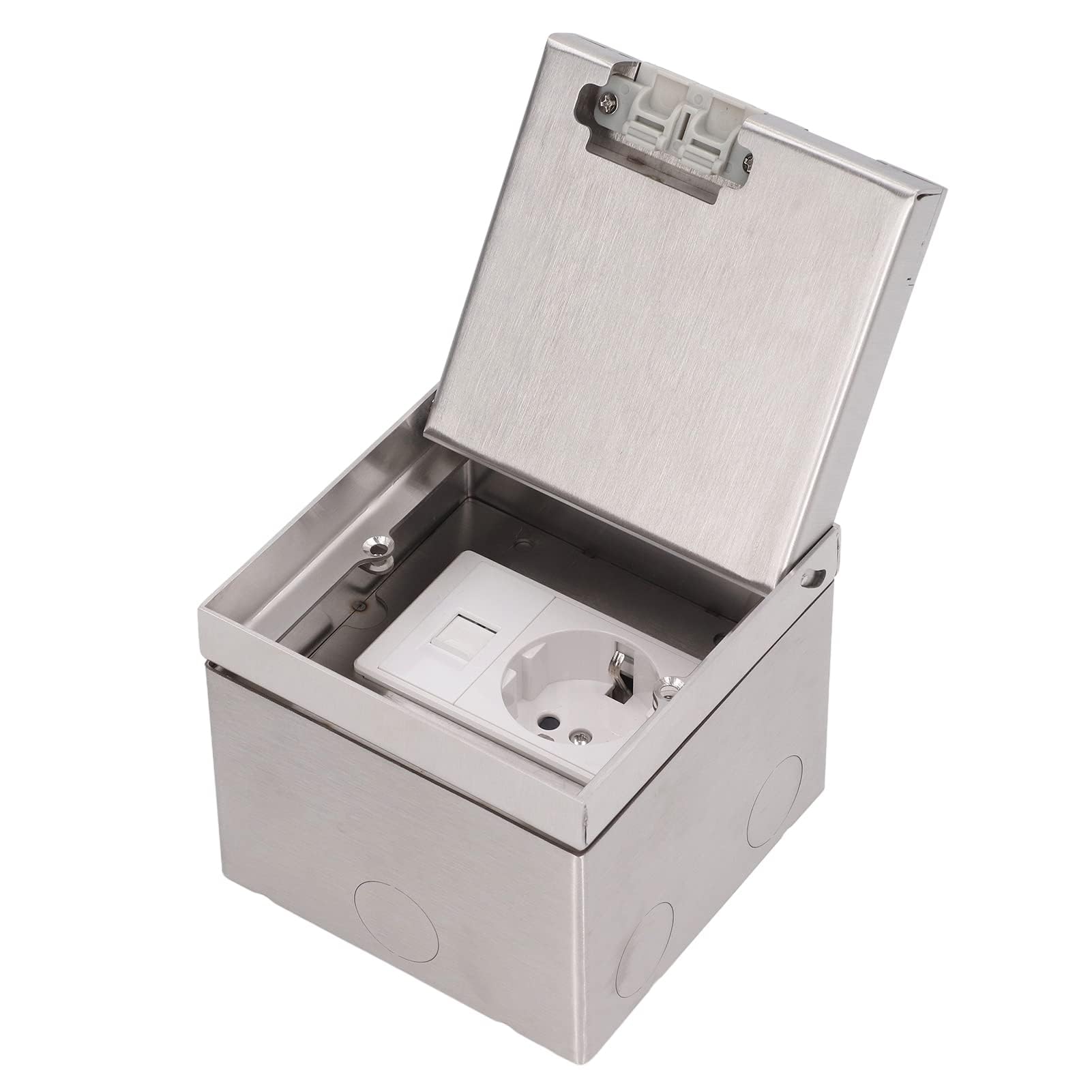 Prise Encastrée au Sol avec Prise Électrique Plate en Acier Inoxydable 2 Prises AC250V - Prise de Courant Étanche pour Bureau Hôtel École
