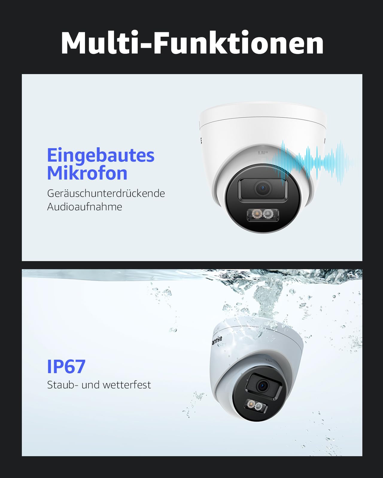 ANNKE 12MP IP PoE Überwachungskamera Aussen, Outdoor Kamera mit Person- und Fahrzeugerkennung, 100ft Farbenachtsicht, H.265+, IP67, 24/7 Videoüberwachung, SD-Kartensteckplatz bis zu 512G