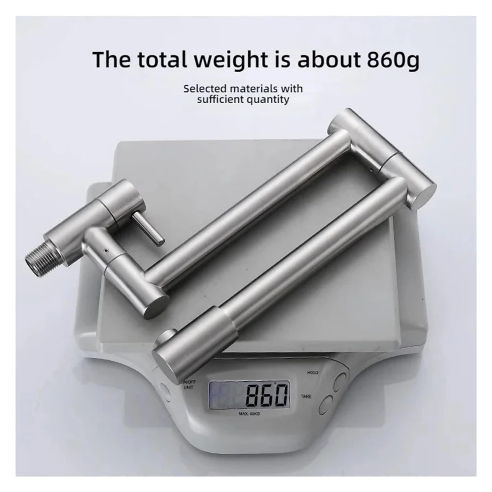 Grifos mezcladores para Fregadero Grifo de Cocina Plegable Pared Individual Agua fría rotación 360 Grados con caño Flexible la mayoría los escenarios (Plateado A)
