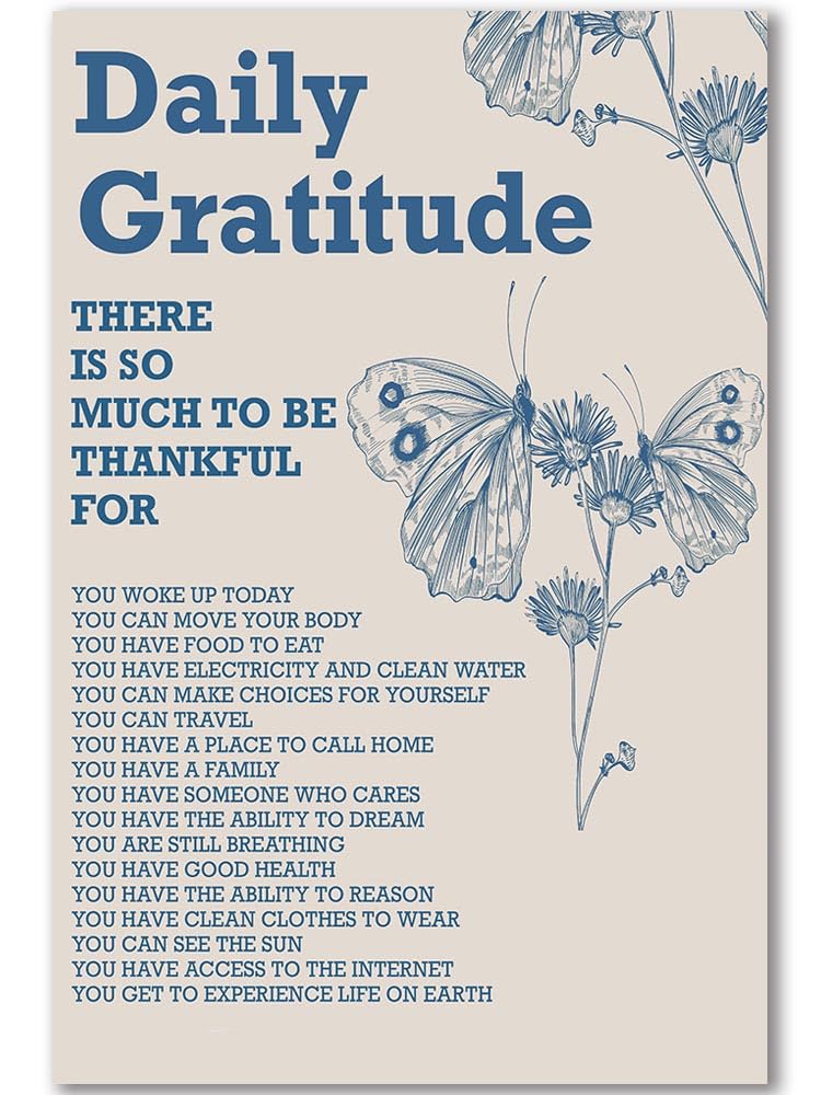 Retro Green Inspirational Quote Daily Gratitude Poster Spiritual Wall Art Gift Dorm Room Decor (D,12x18inch Unframe)