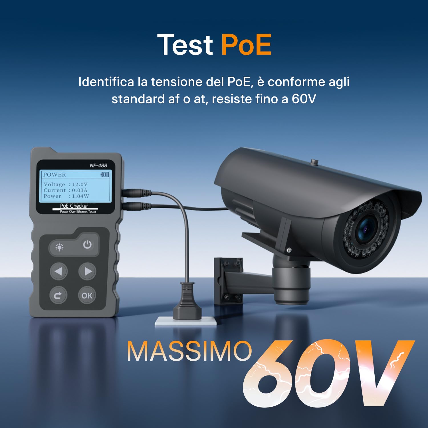 Mcbazel Tester di Rete RJ45, Tester per Cavi di Rete con Display LCD, Funzione POE