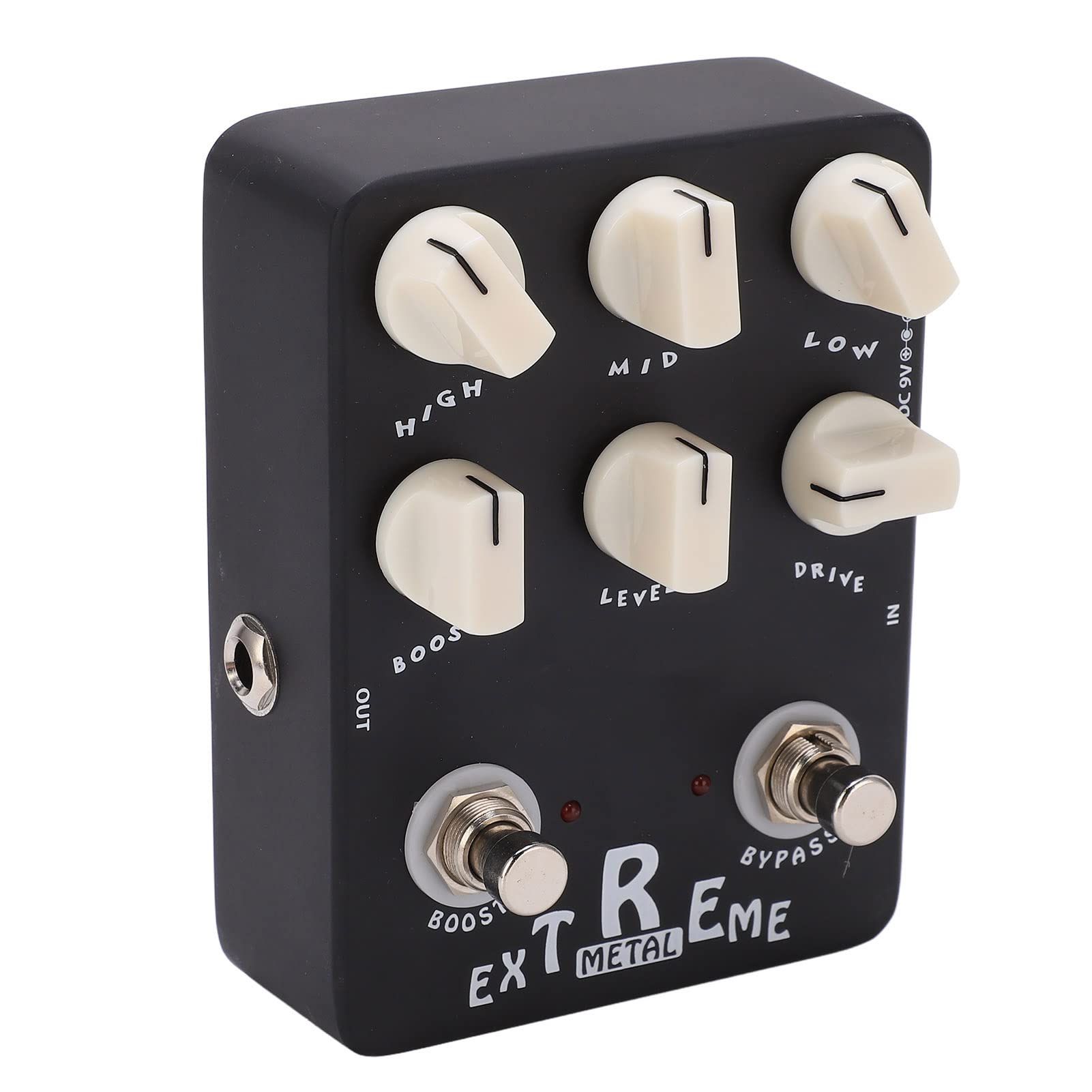 Pedale effetto distorsione in metallo EQ professionale a 3 bande Pedale per chitarra elettrica bypass a basso medio alto guadagno per musicisti rock metal Nero