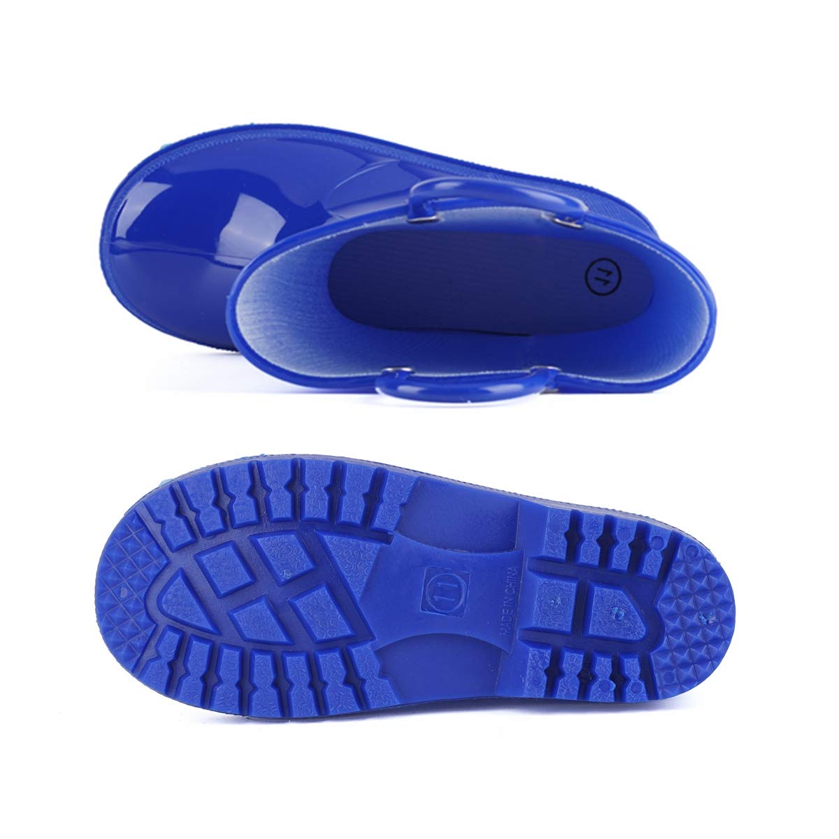 Hugrain Adorables botas de agua iluminadas para niños con asas fáciles de poner