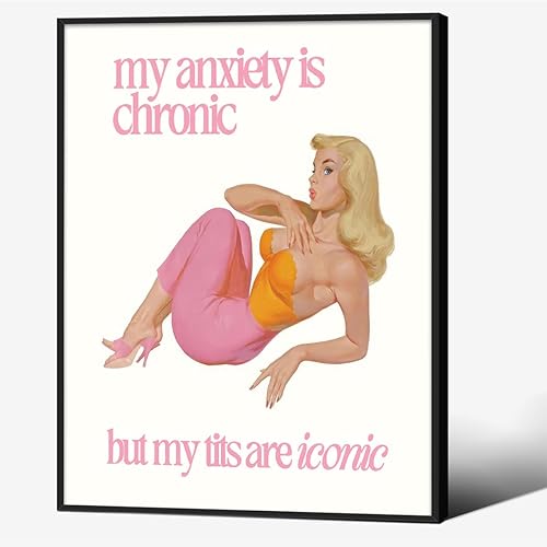 Funky Sexy - Póster de pared para mujer, con cita divertida, para ansiedad social, 60 y 70 años, diseño vintage de ama de casa, impresiones en