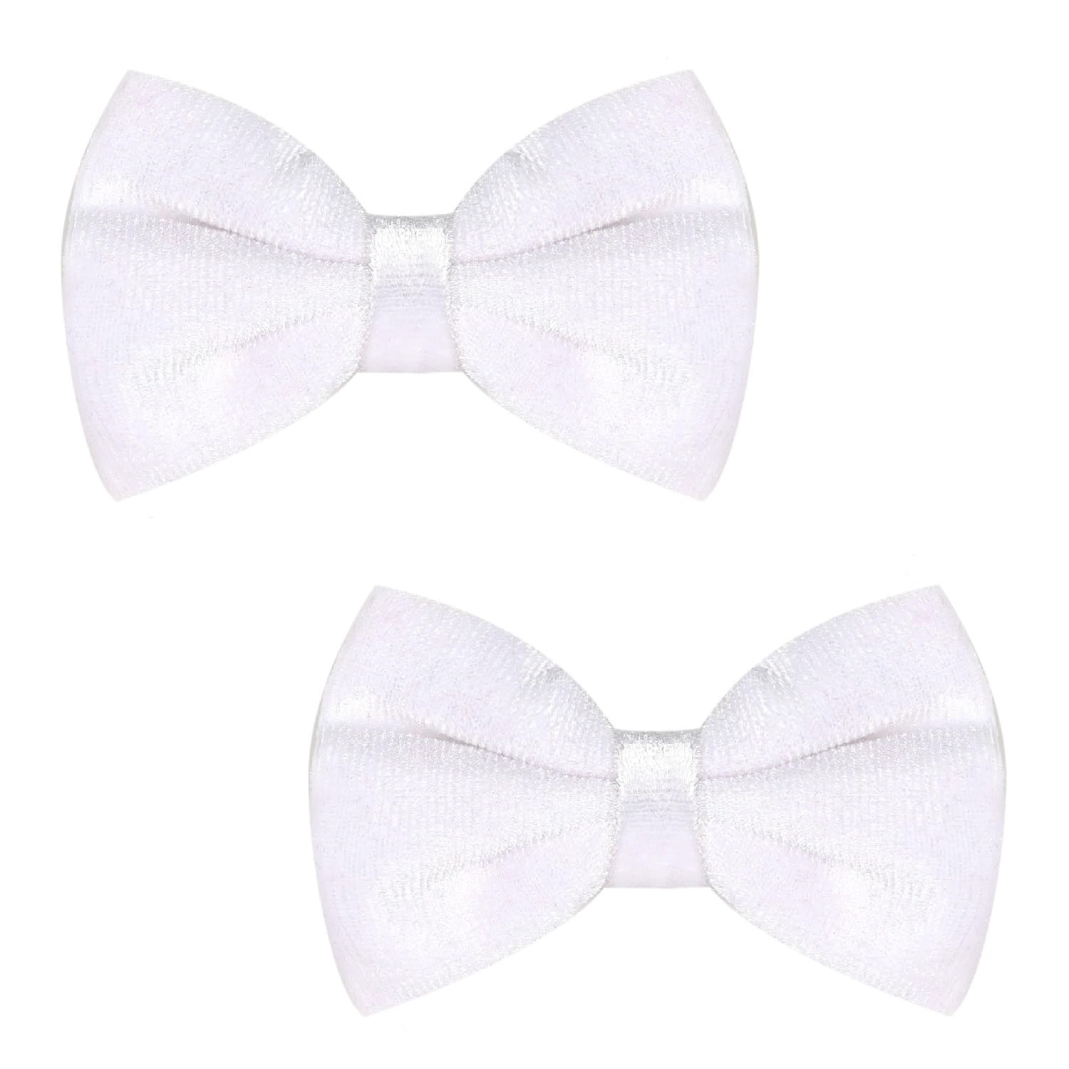 Love Fairy 3.2-Inch Velvet Bow Hair Clip - Glamorous Sequin-Embellished Hair Accessory for Girls, Teens, and Women (White)