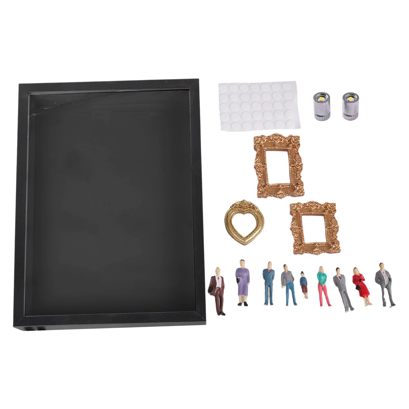 Msioytog Miniature Frame & Figurines Photo Box with Gold Frame Figurines Photo Family Memory Display Case Creative