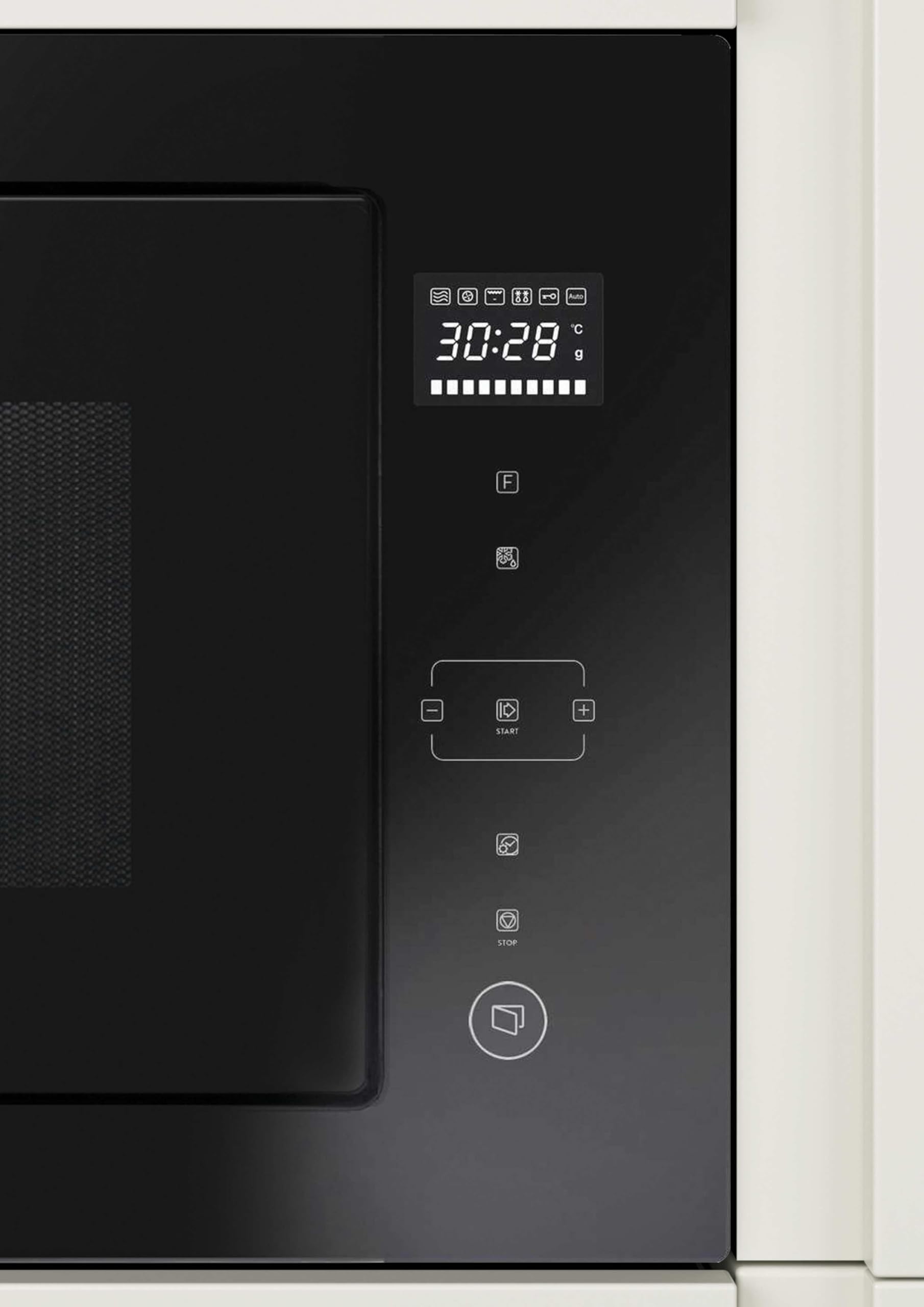 Hoover H-MICROWAVE 500 HMBG25/1GDFB, Microondas integrable con grill, 25L, Digital, Sin marco, 5 niveles potencia, 6 programas automáticos, Plato giratorio 31,5cm, Quick Start, 900W/1000W, Negro