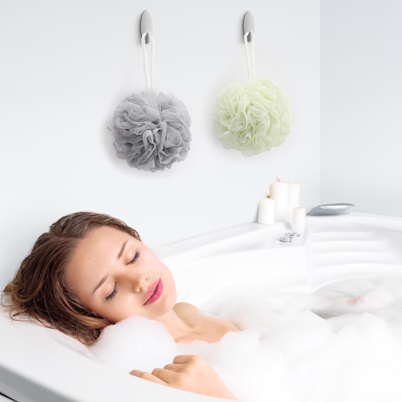 Tbestmax 4 Pack Mesh Pouf Bath Sponge - Mesh Loofah Body Exfoliating Shower Ball Shower Sponge