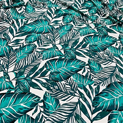 Telaslycra L1E0600422 Green Leaves White Background Print Nylon Spandex Fabric 4 Way Strech thumb #2