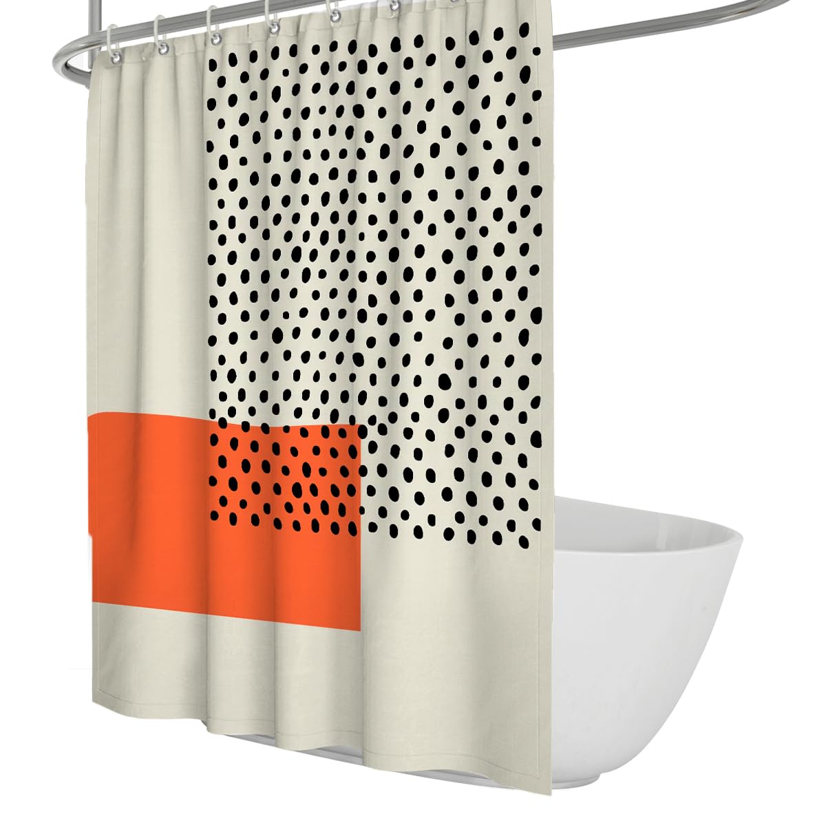UIRINGART Orange Black Polka Dots Geometric Shower Curtains W160xL200cm Abstract Creative Anti Mould Machine Washable Bathroom Shower Screen With Hook