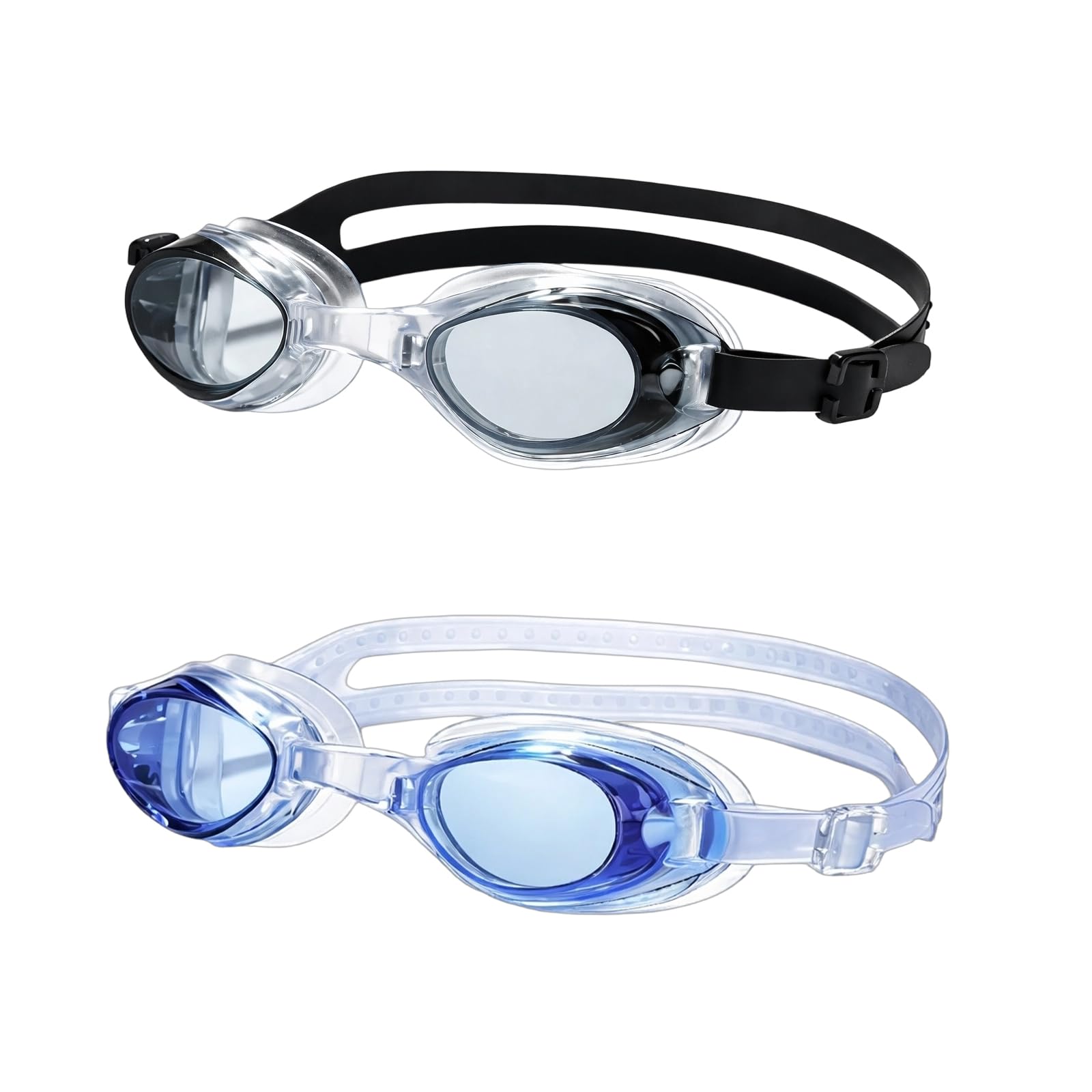 YcsRnn Swimming Goggles, Kids Swimming Goggles, Adult Swimming Goggles for Women and Men, Swim Goggles for Training and Recreation, Comfortable Fit with Anti-Fog Design, Two Pairs in Blue and Black