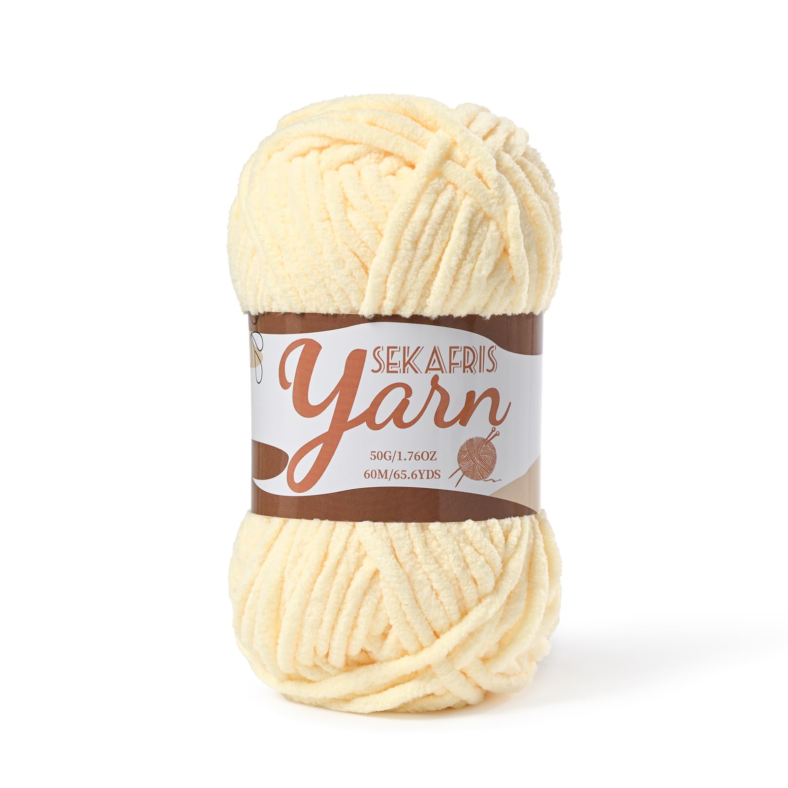 Chenille Yarn for Crocheting Plush Blanket Crochet Yarn Yellowish