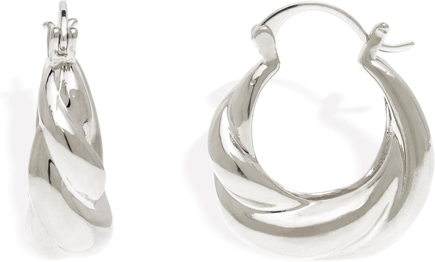 Jean Beau Chunky Twisted Huggie Hoop Earrings for Women Statement 14k Gold Plated Hypoallergenic Small Hoop Fashion Outfit Accessories Jewelry Gift