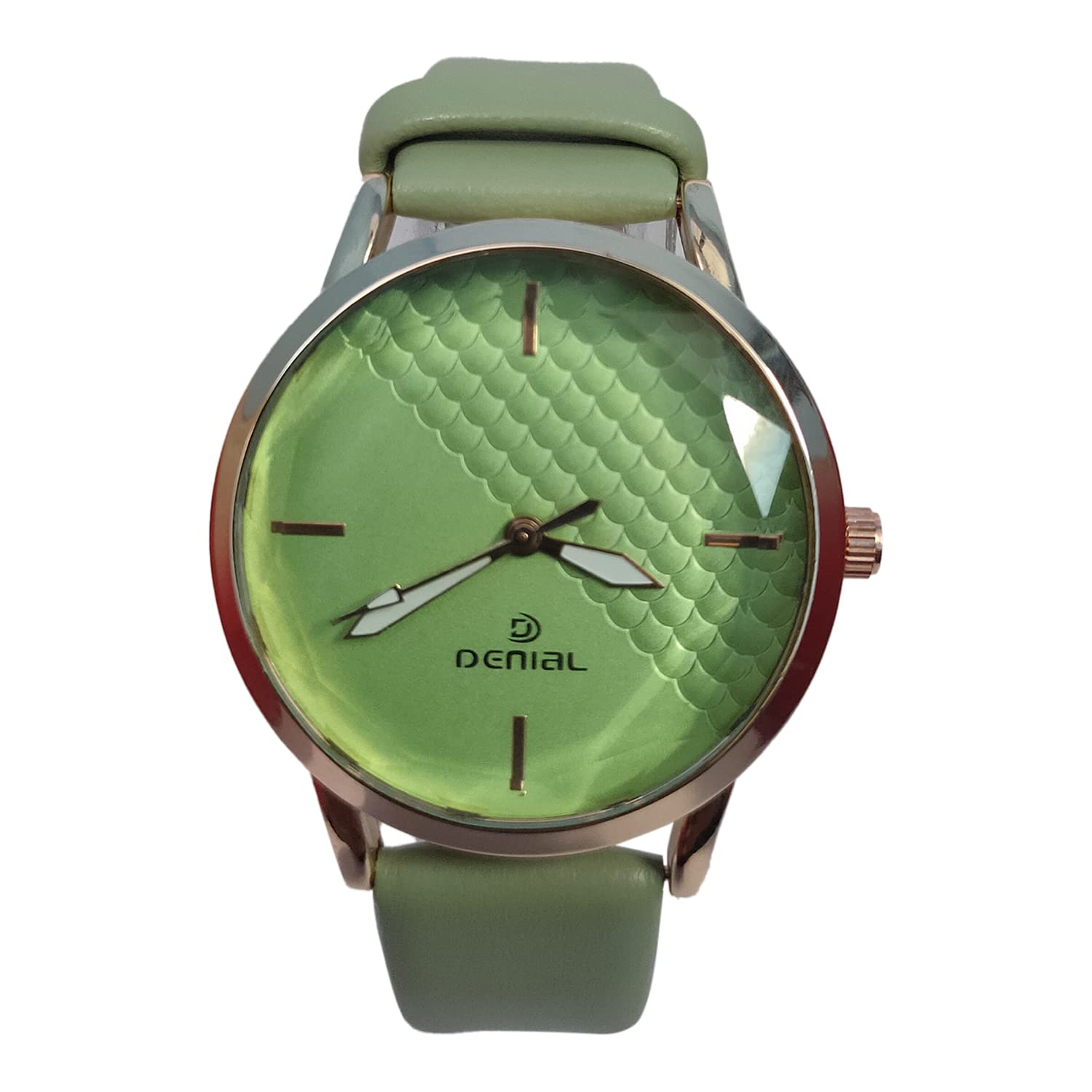 Vogue Way Seaform Green Women's Wrist Watch - Matte Gold Dial, Stainless Steel & Leather Band, Premium Texture, Lightweight & Formal Design with D Glass - A Stylish and Elegant Accessory