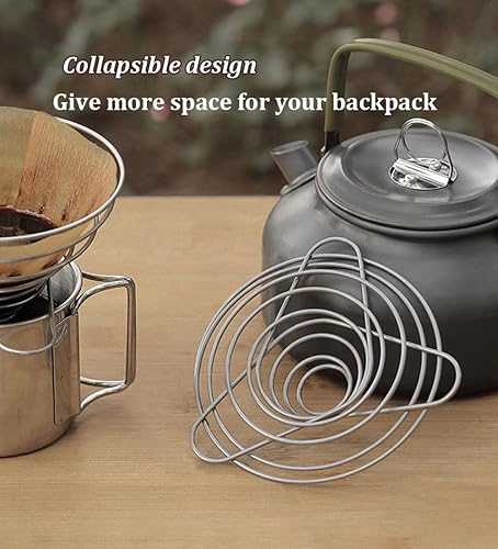 Miniatura 5 de MERMOO YILAN Gotero de café para verter sobre 1 a 2 tazas, cafetera plegable de acero inoxidable plegable, viene con bolsa de almacenamiento para