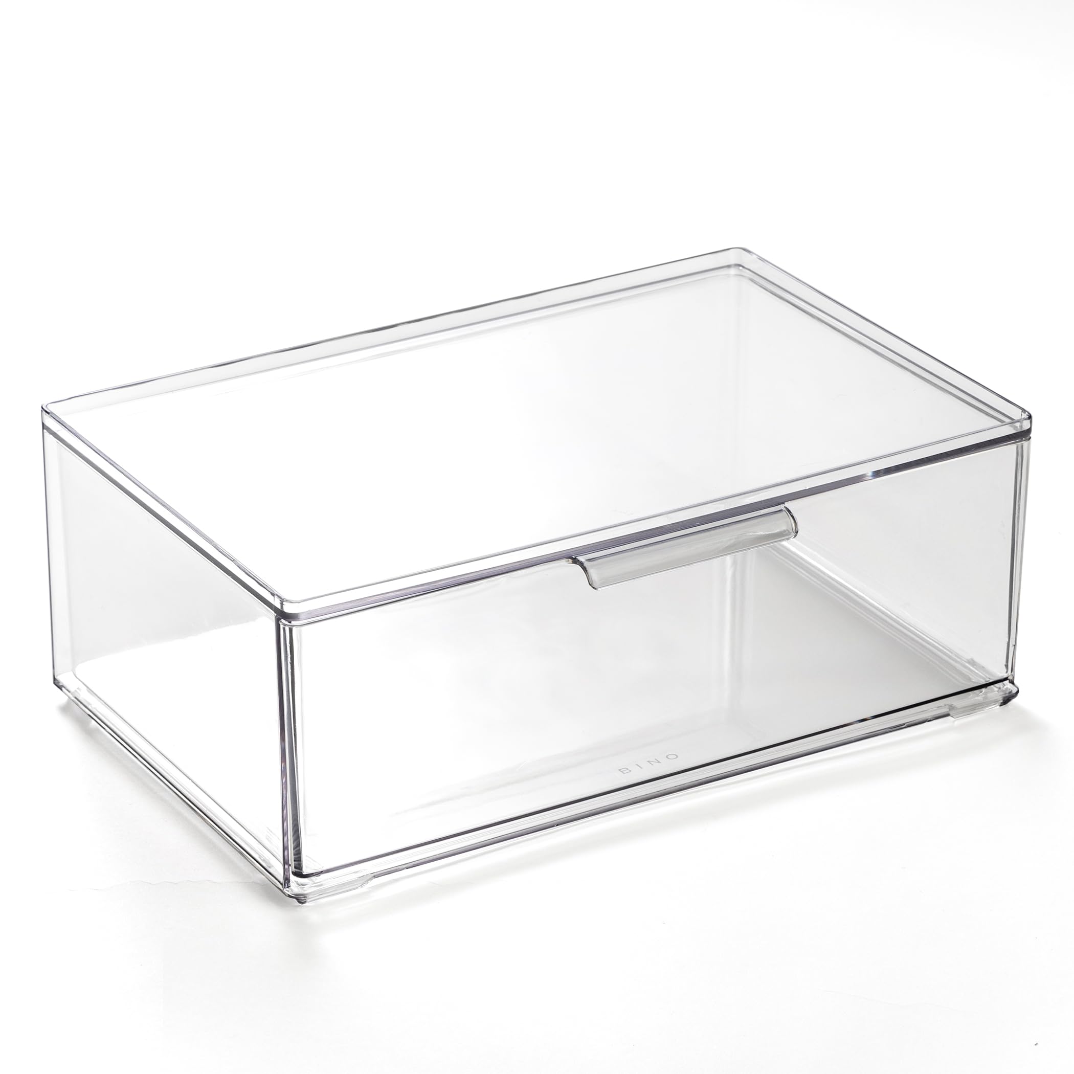 BINO | Clear Stackable Storage Drawers, Large | Clear Storage Drawers with Built-In Handles | Durable Plastic Organizer Drawer | Modular Stackable Drawer Acrylic Organizer