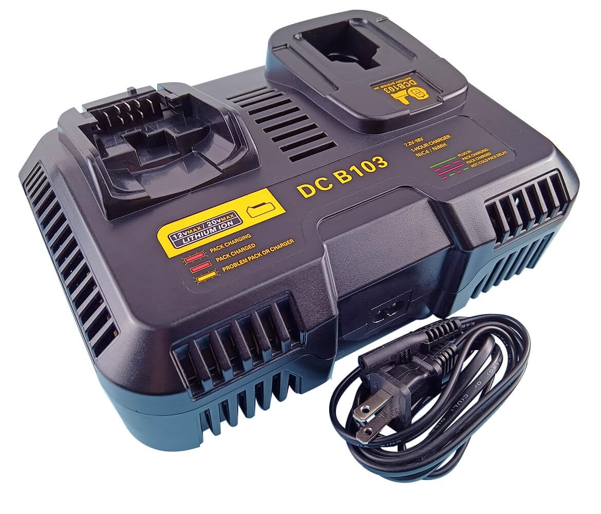 Anoitd Compatible with Dewalt Charger, Combination Dual Port, Fast Charge (DCB103),Compatible 9.6V-20V Lithium NI-CD&NI-MH Battery