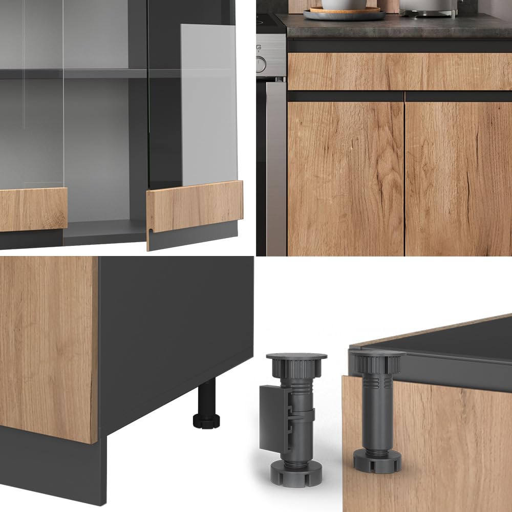 Vicco Küchenzeile R-Line, Goldkraft Eiche/Anthrazit, 200 cm
