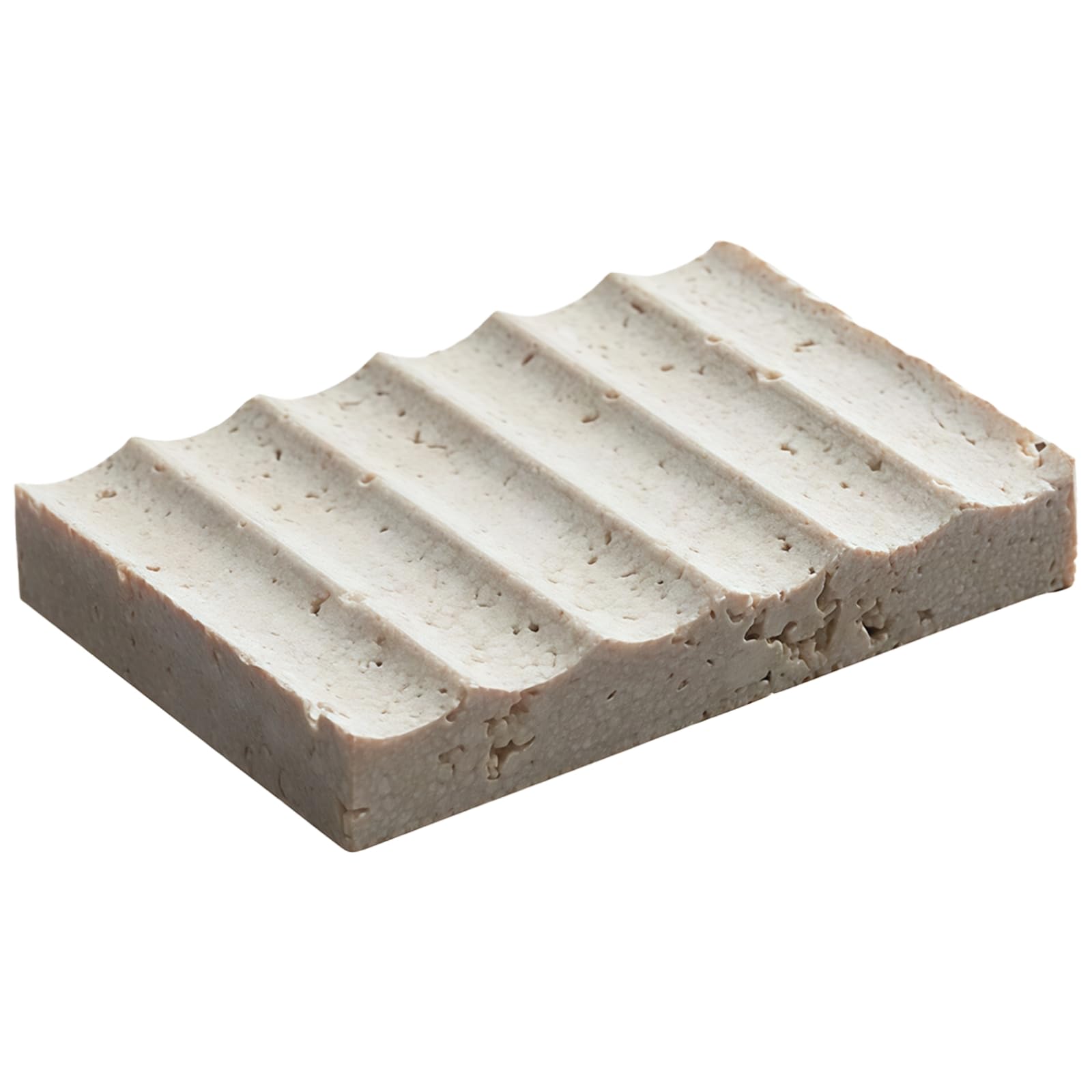 Jabonera de piedra natural gris vintage rectangular con estructura ondulada para baño, antideslizante, fácil de limpiar, 12 x 8 x 2 cm